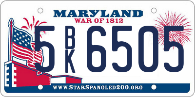 MD license plate 5BK6505