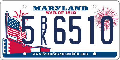 MD license plate 5BK6510