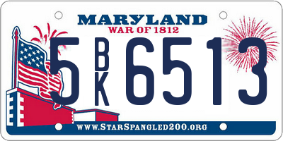 MD license plate 5BK6513