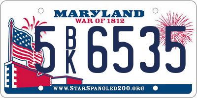MD license plate 5BK6535
