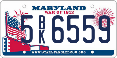 MD license plate 5BK6559
