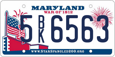 MD license plate 5BK6563