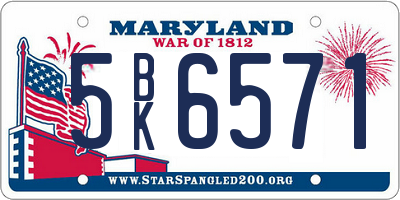 MD license plate 5BK6571