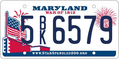 MD license plate 5BK6579