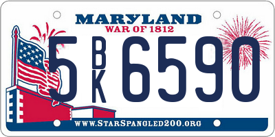 MD license plate 5BK6590
