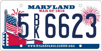 MD license plate 5BK6623