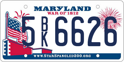 MD license plate 5BK6626