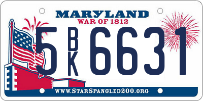 MD license plate 5BK6631