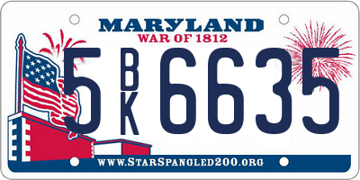 MD license plate 5BK6635