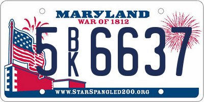 MD license plate 5BK6637