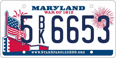 MD license plate 5BK6653
