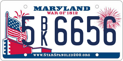 MD license plate 5BK6656