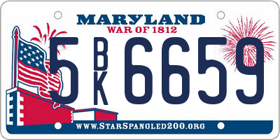 MD license plate 5BK6659