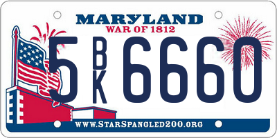 MD license plate 5BK6660