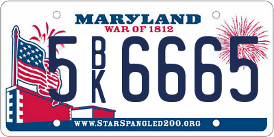 MD license plate 5BK6665