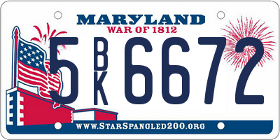 MD license plate 5BK6672