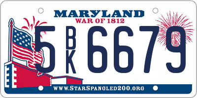 MD license plate 5BK6679