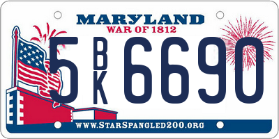 MD license plate 5BK6690