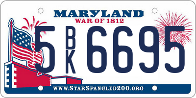 MD license plate 5BK6695