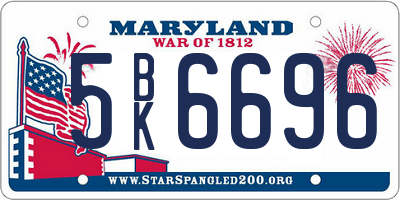 MD license plate 5BK6696