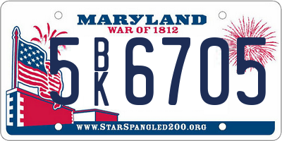 MD license plate 5BK6705