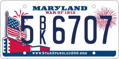 MD license plate 5BK6707