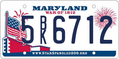 MD license plate 5BK6712