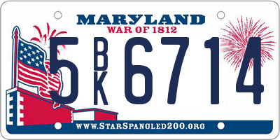 MD license plate 5BK6714