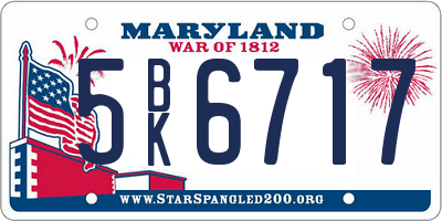MD license plate 5BK6717