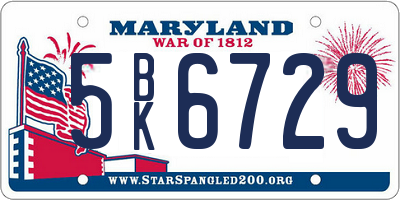 MD license plate 5BK6729