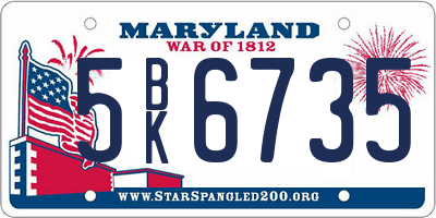 MD license plate 5BK6735