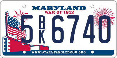 MD license plate 5BK6740