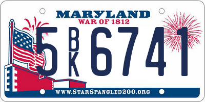 MD license plate 5BK6741