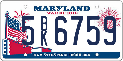 MD license plate 5BK6759