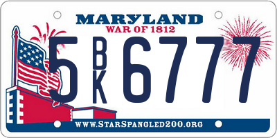 MD license plate 5BK6777
