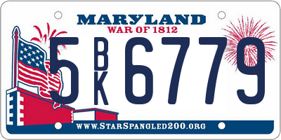 MD license plate 5BK6779