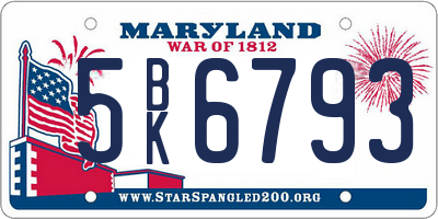 MD license plate 5BK6793