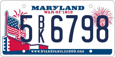 MD license plate 5BK6798