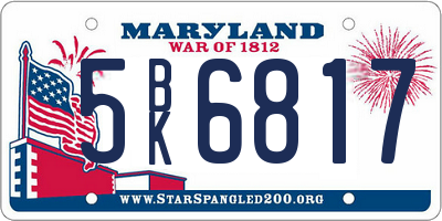 MD license plate 5BK6817