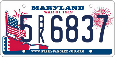 MD license plate 5BK6837