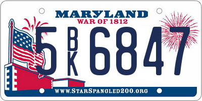 MD license plate 5BK6847