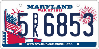 MD license plate 5BK6853