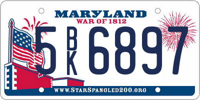 MD license plate 5BK6897