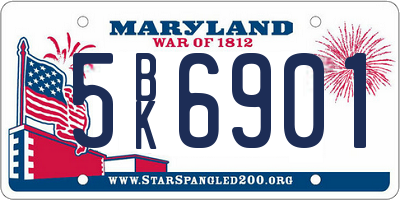 MD license plate 5BK6901