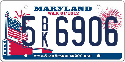 MD license plate 5BK6906