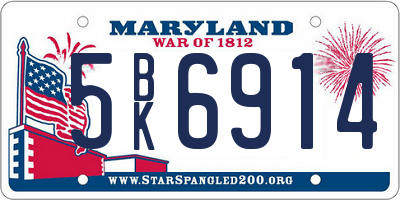MD license plate 5BK6914