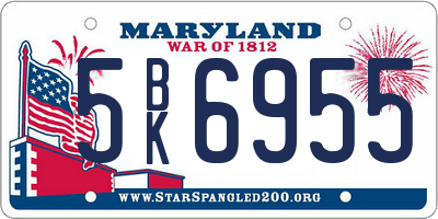 MD license plate 5BK6955