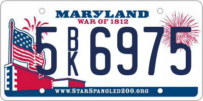 MD license plate 5BK6975