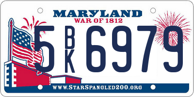 MD license plate 5BK6979