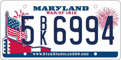 MD license plate 5BK6994